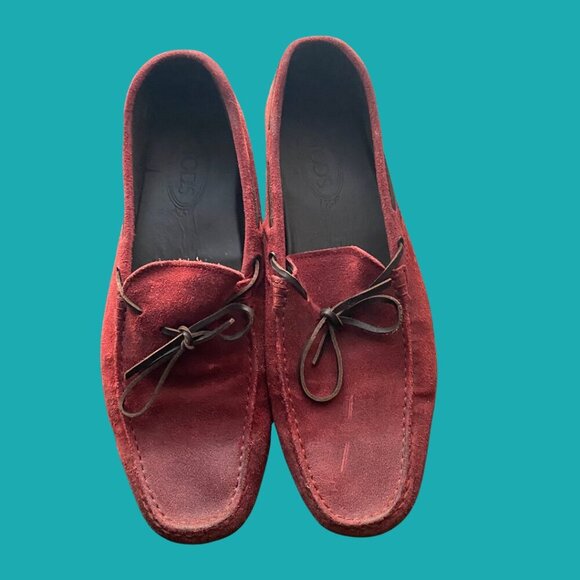 Tod’s Red Suede Gommino Driving Loafers – Size 13 (Made in Italy) - Picture 3 of 7